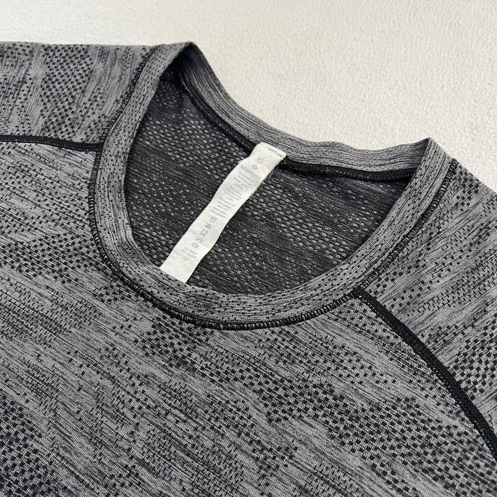 Lululemon Men Black Anchor Gray Camo Mesh Metal Vent Tech Long Sleeve Shirt XL - Picture 4 of 11